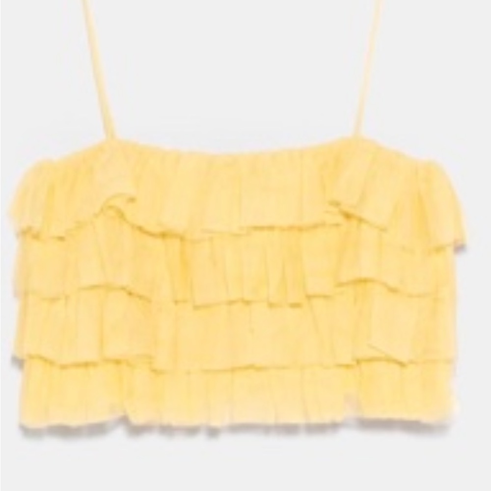 Yellow Ruffled Crop Top - Picture 5 of 6
